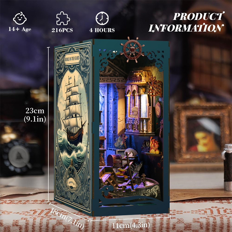 Smart Home Furniture - 3D Holz DIY Buchstützen-Puzzle Handgefertigtes Mini-Modell-Set