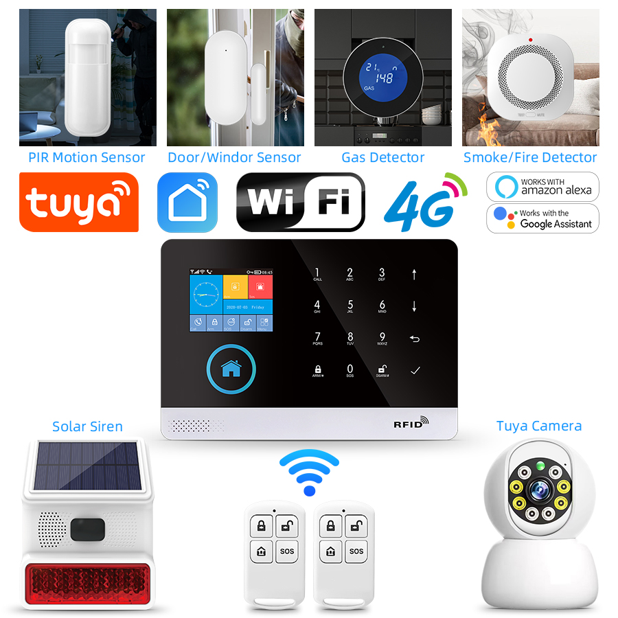 Smart Home Package - 4G GSM Wifi Drahtloses Hausalarmsystem Tuya