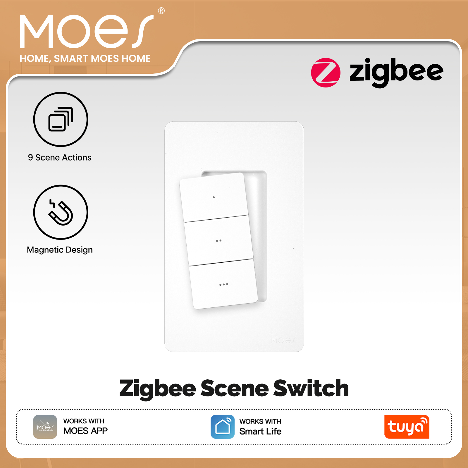 Smart Home Z Wave - MOES Tuya Zigbee Smart Kabelloser Szenenschalter