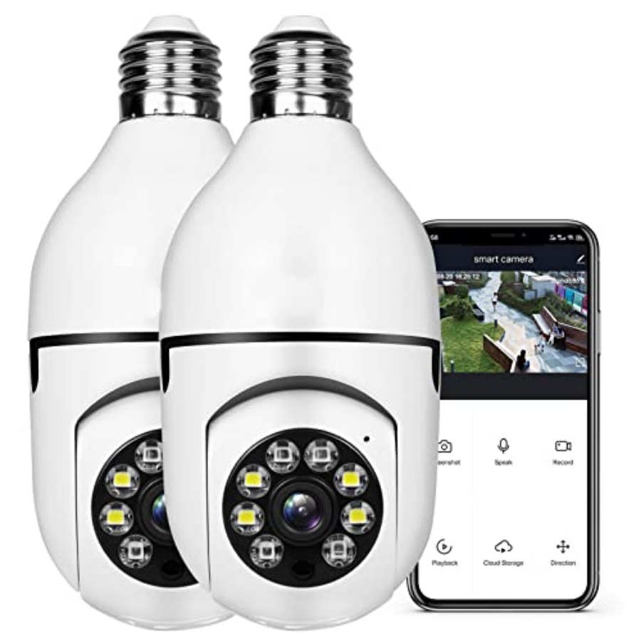 Smart Home Camera - Glühbirnen-Sicherheitskamera 1080P, drahtlos, WLAN, Smart, für