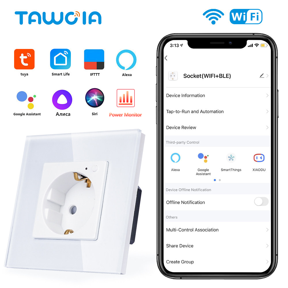 Smart Home For Windows - TAWOIA Wifi Steckdose EU Standard Glas