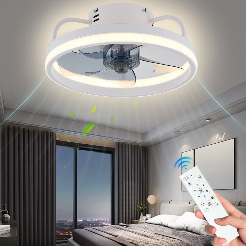 Smart Ceiling Fan - Moderne LED-Ventilatorleuchte mit Fernbedienung, dreifarbige dimmbare