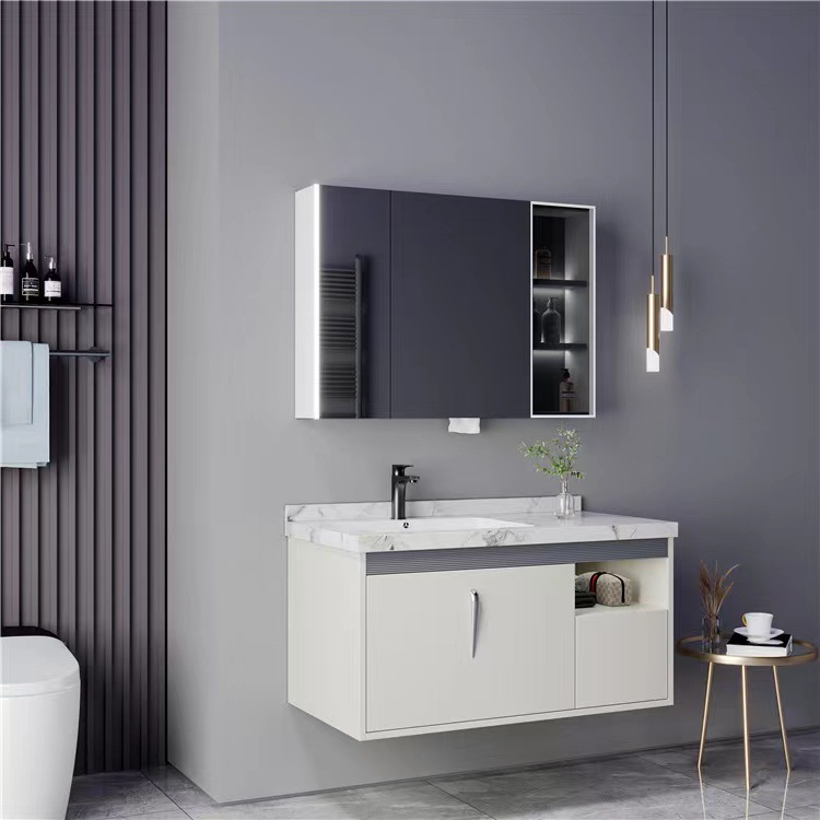 Smart Home Furniture - Badezimmerschrank Moderner, wandmontierter Waschtisch aus Kunststein