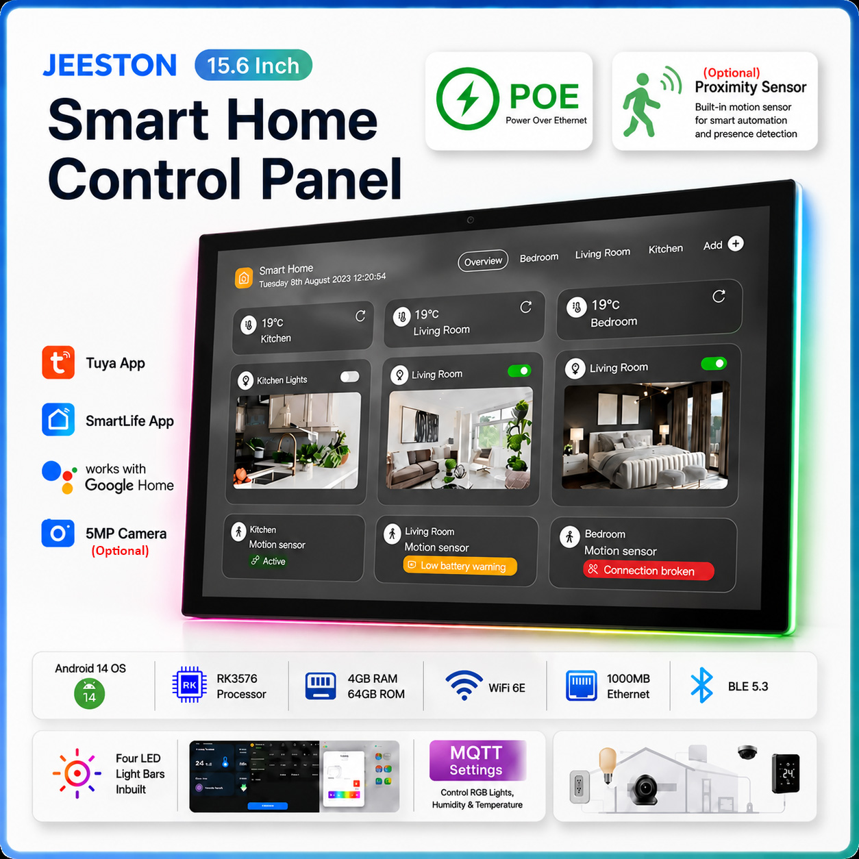 Smart Home Touchscreen Control Panel - 15,6 Zoll In-Wall Smart Home Steuerungspanel